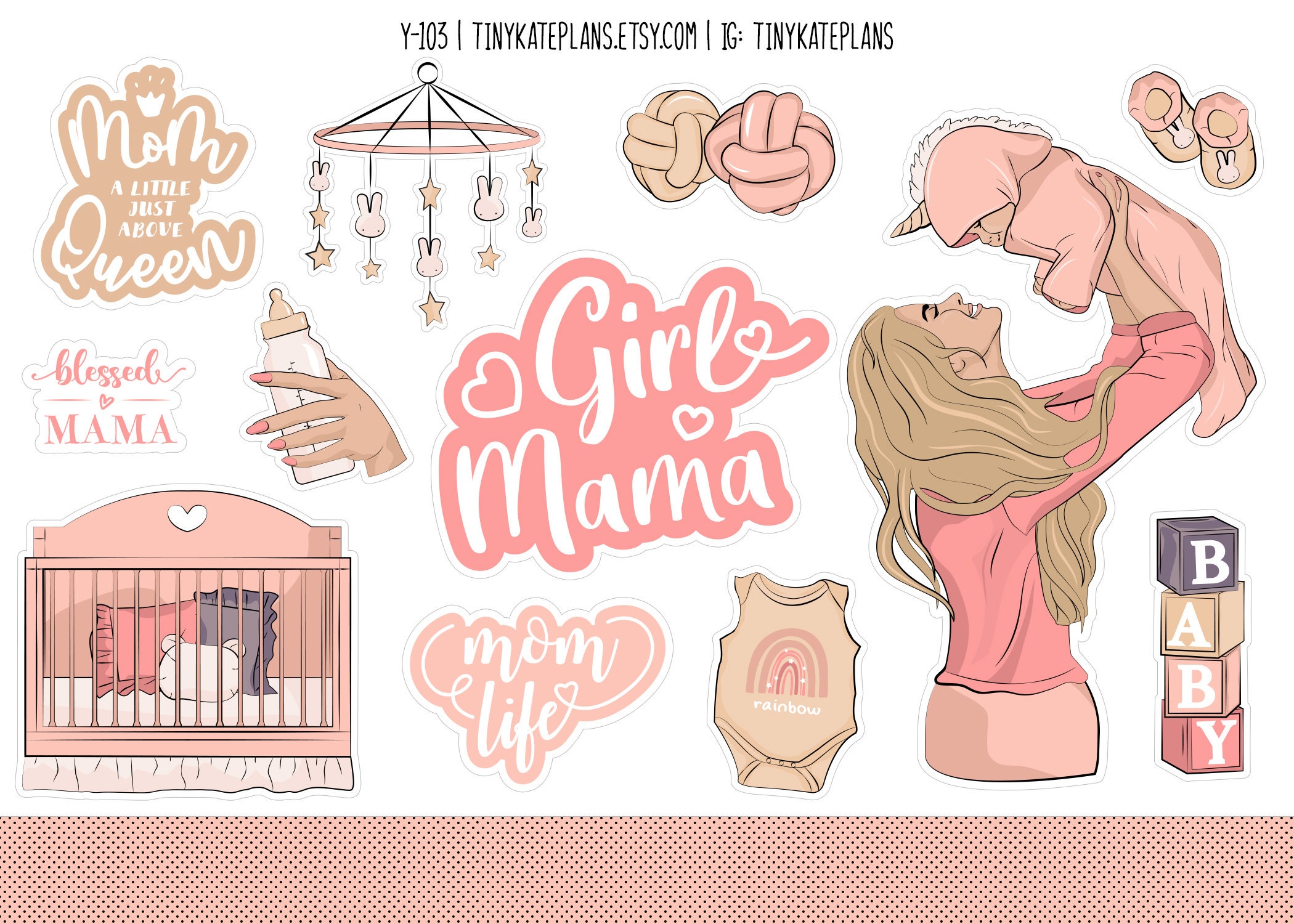 Baby Girl Moma Life Planner Stickers, Baby Shower Planner Stickers ...
