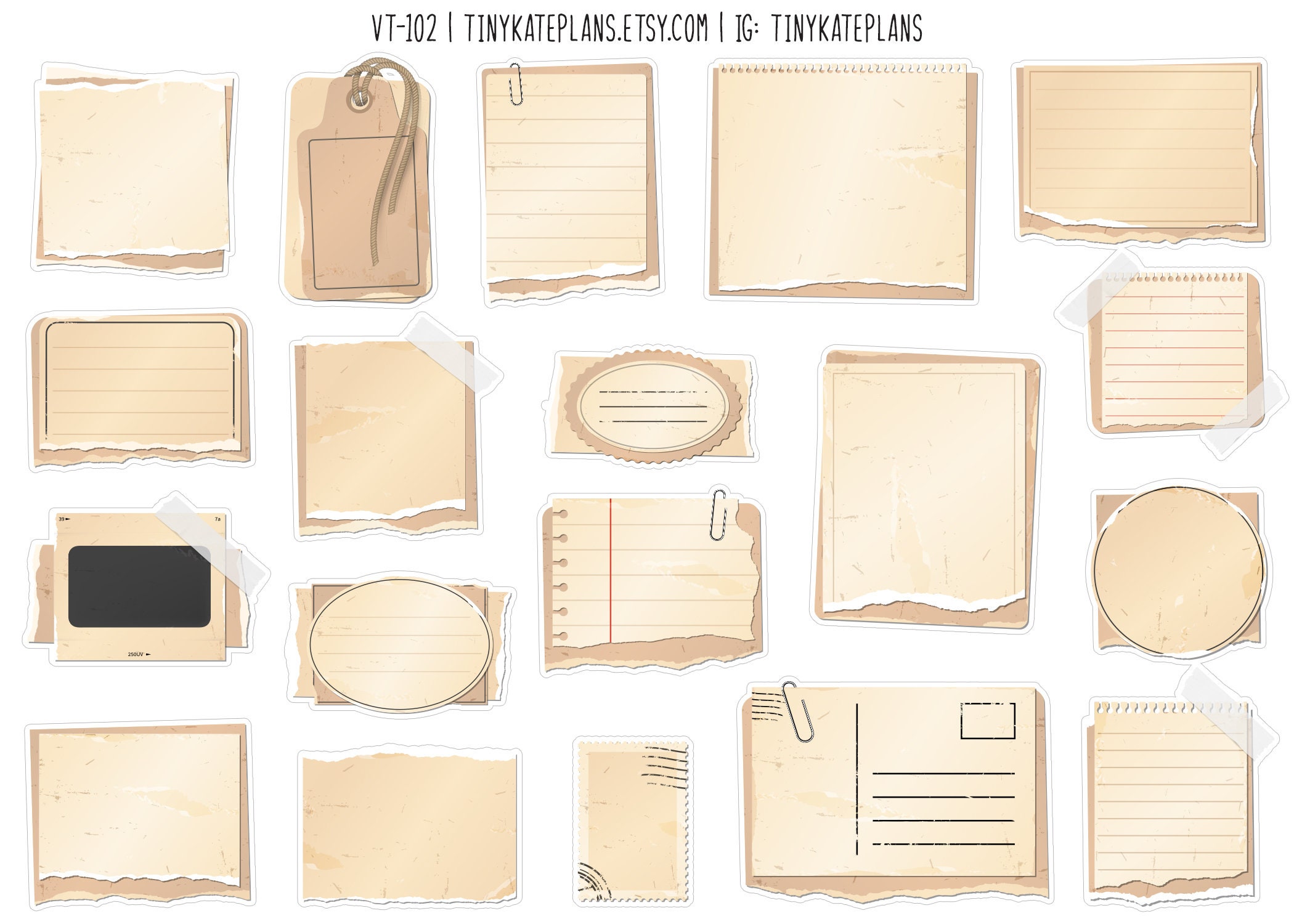 19 Vintage Sticky Note Planner Stickers Vintage Scrapbook Etsy UK