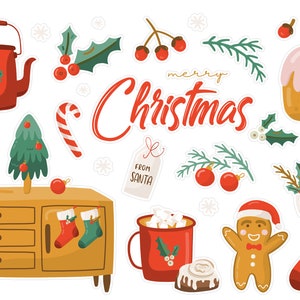 Christmas Planner Stickers, Cozy Winter Planner Stickers, Monthly Winter Stickers, Christmas Bullet Journal Planner Stickers. X-101.