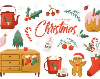 Christmas Planner Stickers, Cozy Winter Planner Stickers, Monthly Winter Stickers, Christmas Bullet Journal Planner Stickers. X-101.