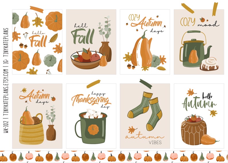 Fall Pumpkins Cozy Fall Weekly Planner Sticker Kit for Erin Condren ...