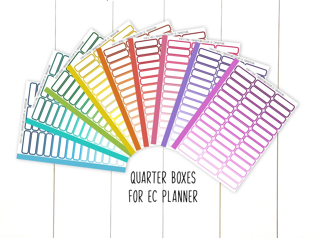 42 Quarter Box Rainbow Colors Planner Stickers, Erin Condren VERTICAL ...