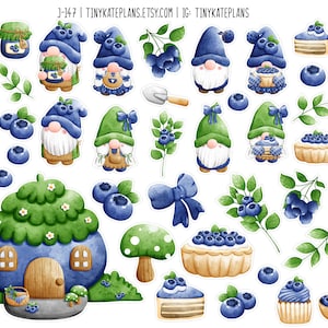 Adesivi pianificatore gnomo mirtillo, adesivi pianificatore gnomo piccola bacca, adesivi dolci, adesivi Gnome Summer Bujo, adesivi gnomo penpal J-147