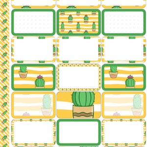21 Half Box Yellow Stripe Cacti Stickers for Erin Condren Life Planner ...