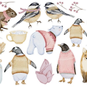 Planificateur d'autocollants animaux de la forêt aux couleurs douces, autocollants petits animaux, autocollants de scrapbooking animaux de la forêt, autocollants bujo animaux. A-175