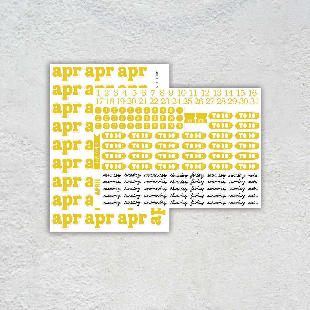 APRIL Build A Planner Planner Sticker Kit, Monthly Planner Stickers ...