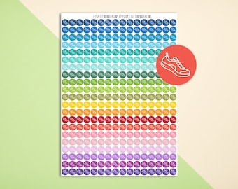 Tiny Step Tracker Dot Planner Stickers, Colorful Mini Shoe Dot Planner Stickers, ECLP Stickers, Walk Run Planner Stickers. E-137.