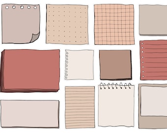 Pegatinas del planificador de notas adhesivas rojas y beige, pegatinas del planificador del bloc de notas, pegatinas del planificador de cajas en blanco para hacer, pegatinas de Bujo, pegatinas del planificador. E-259