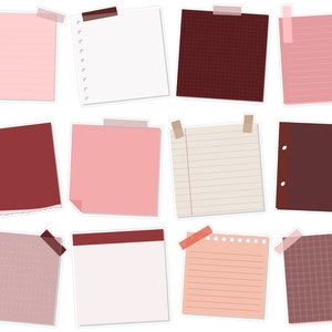 12 autocollants rouges et roses pense-bête, bloc-notes autocollant, autocollants vierges boîte à faire, autocollants Bujo, autocollant agenda. E-249
