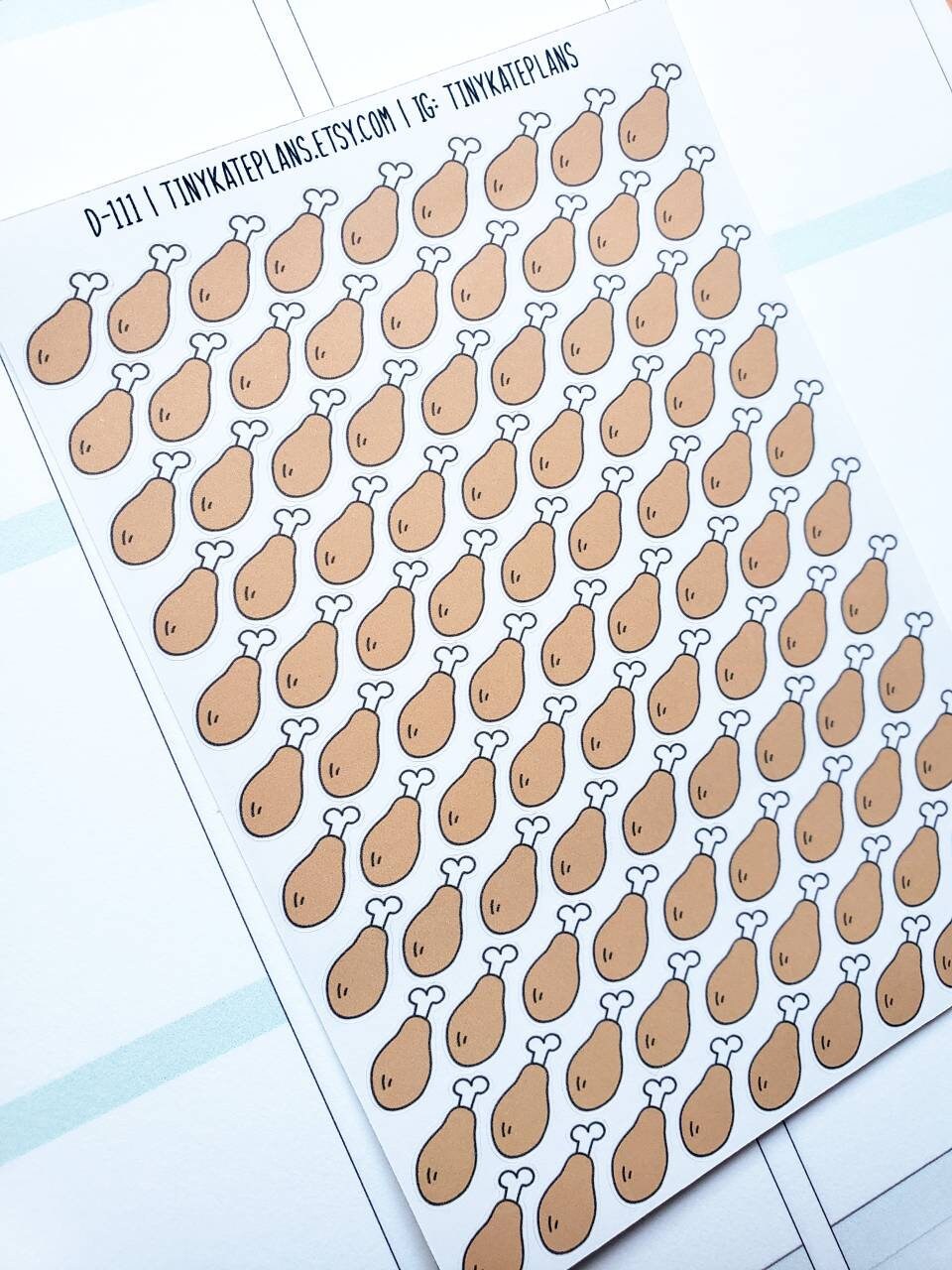99 Tiny Chicken or Turkey Leg Planner Stickers, Meal Planning Stickers ...