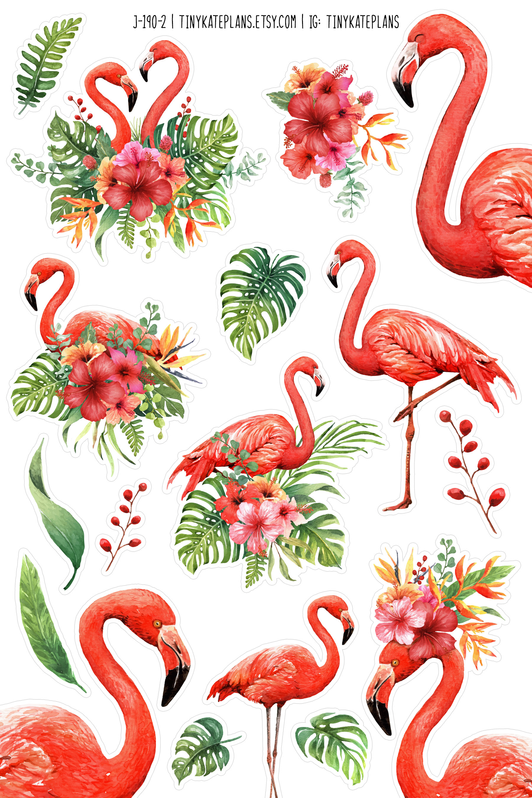 Flamingo Paradise Happy Planner Sticker Kit, Pink Tropical Planner ...