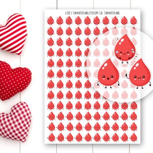 120 Tiny Cute Kawaii Period Tracker Planner Stickers, Tiny Planner Stickers, Monthly Calendar Stickers, Bujo Planner Stickers. L-133.