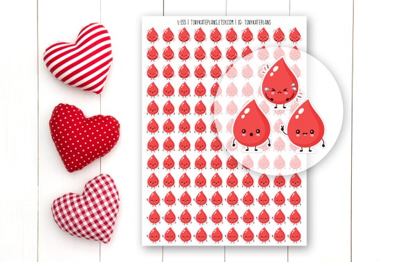 120 Tiny Cute Kawaii Period Tracker Planner Stickers, Tiny Planner Stickers, Monthly Calendar Stickers, Bujo Planner Stickers. L-133.