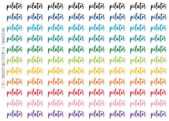 88 Pilates Wording Planner Stickers, Tiny Pilates Planner Stickers, Workout Planner Stickers, Exercise Bujo Pilates Stickers. F-133