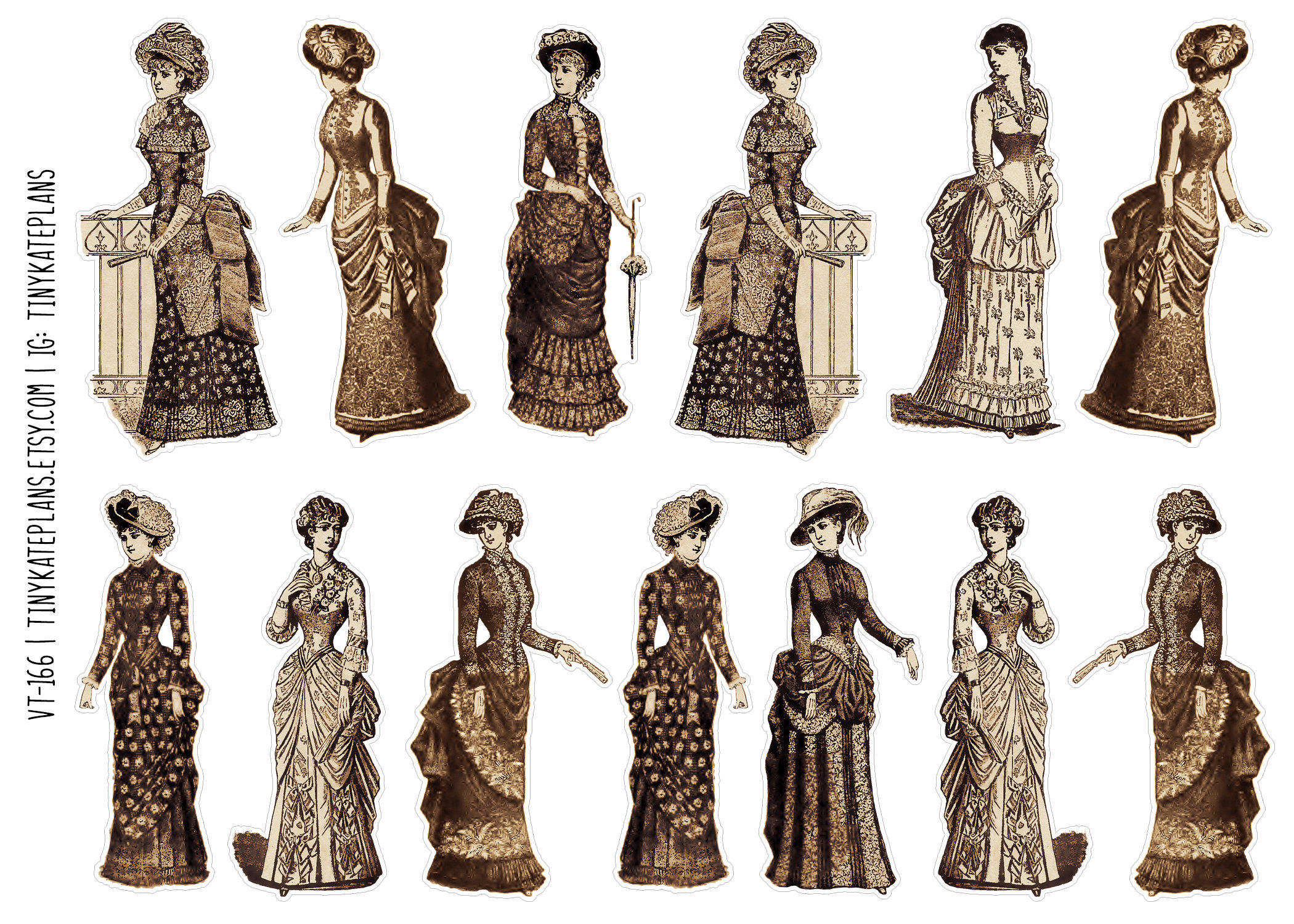 Vintage Victorian Lady Stickers for Junk Journals, Vintage