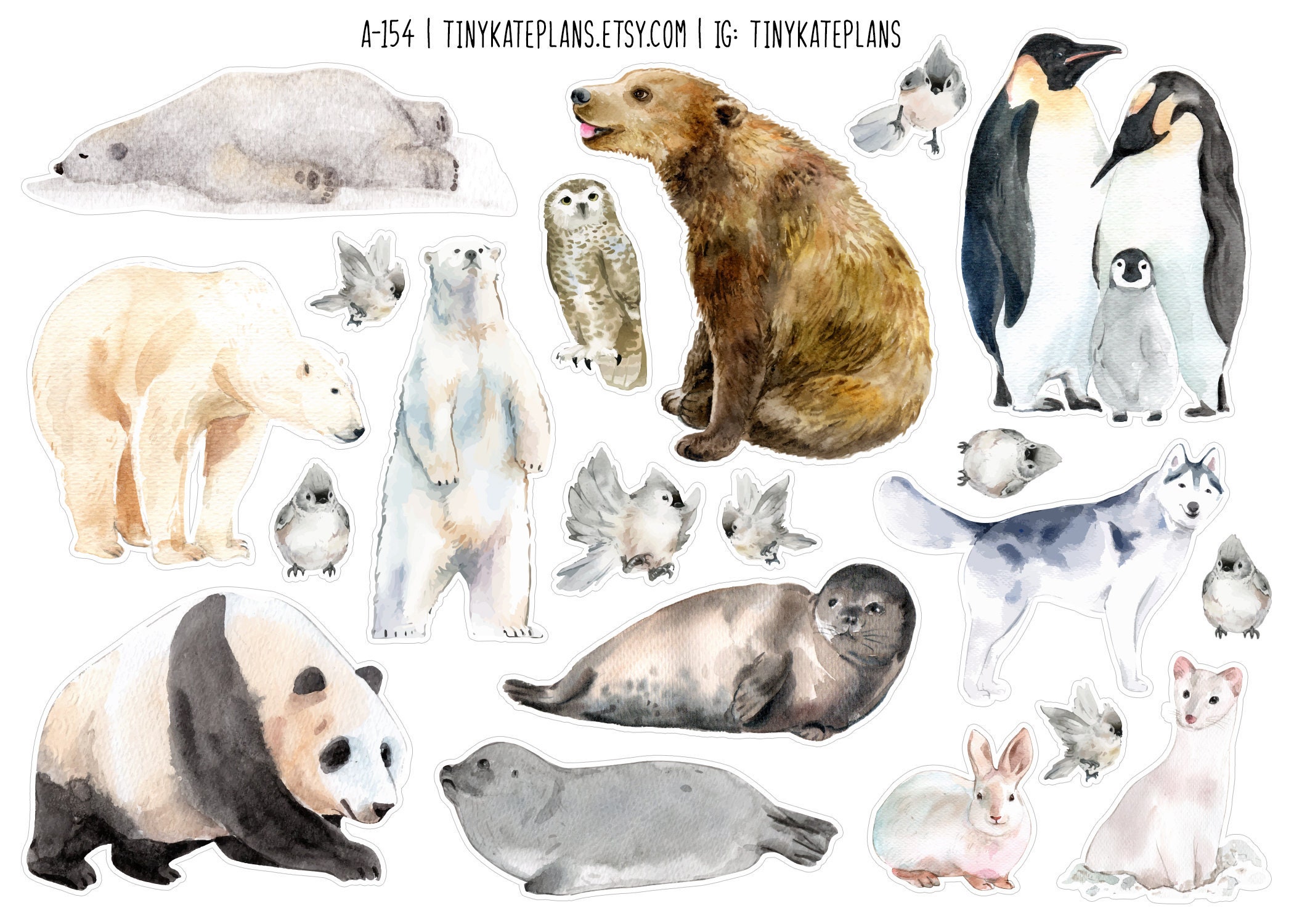 Watercolor Animal Mix Planner Stickers Cute Animal Stickers | Etsy