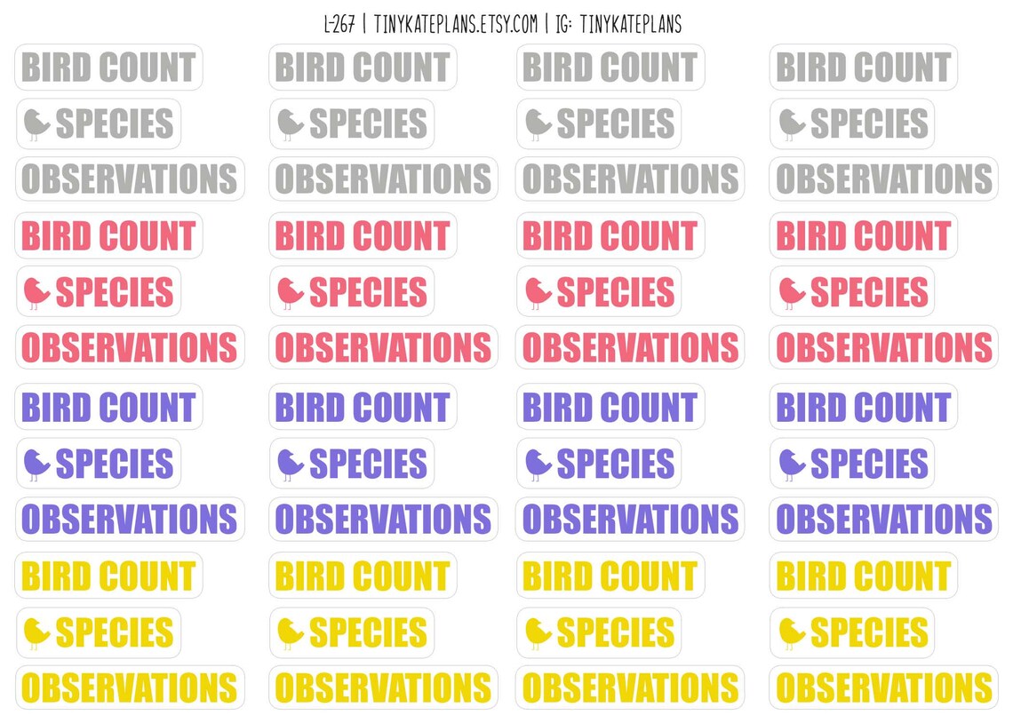 Wathcing Sticker Project Feeder Watch Planner Sticker KIT, Bird Watching Planner ...