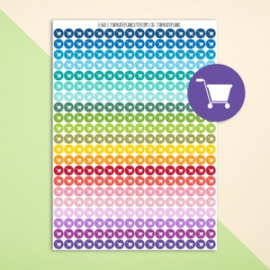 Pequeñas pegatinas del planificador de puntos del carrito de compras, pegatinas coloridas del planificador de mini puntos, pegatinas ECLP, pegatinas del planificador de tiendas. E-161.