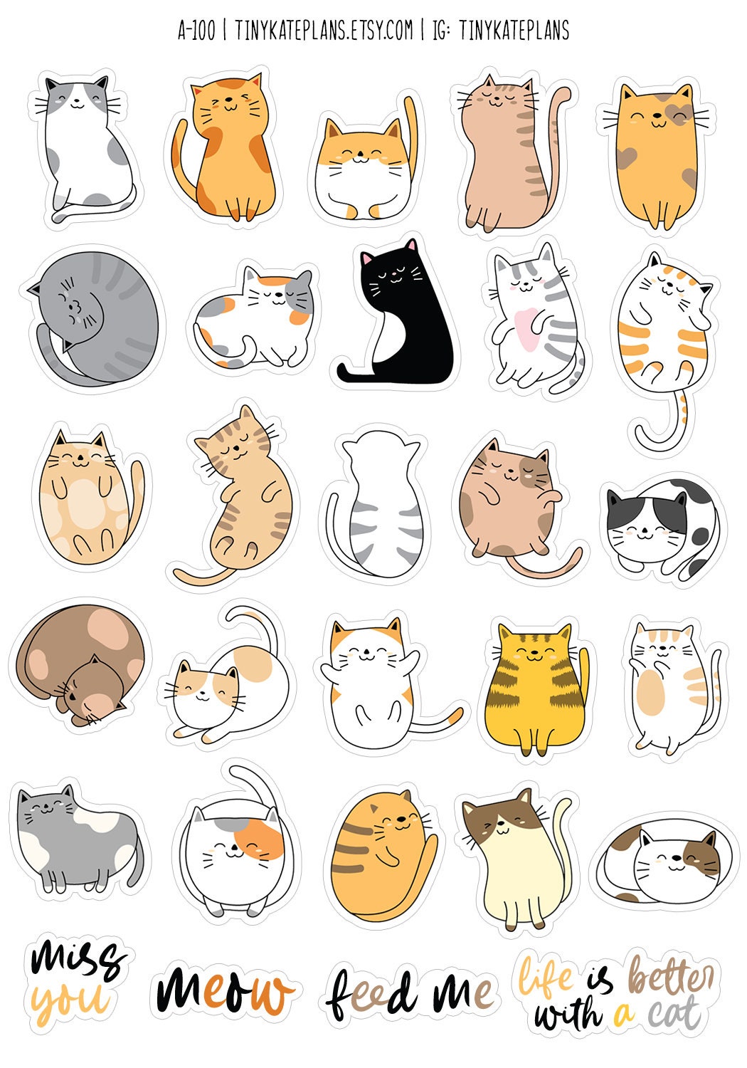 Free printable cat planner stickers - ausdruckbare Katzensticker