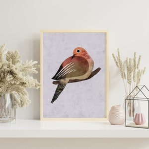 Mourning Dove Art Print, Mourning Dove Art Print, Colorful Bird Art Print, Mourning Dove Illustration Print, Bird Art Wall Decor. AP-100