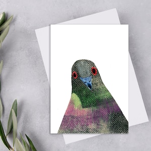 Impressions de cartes postales de collage de papier de pigeons communs, carte postale de correspondance de pigeon de roche, carte postale colorée de pigeon de roche, impression d'art de pigeon de roche. CAP-103