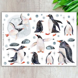 Pegatinas para planificador de pingüinos papúa, pegatinas para planificador de amantes de los pingüinos, pegatinas para Bullet Journal de pingüinos, pegatinas divertidas de pingüinos para Bujo. A-225
