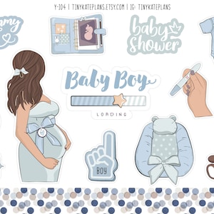Adesivi per pianificatore Moma per neonato, adesivi per pianificatore per baby shower, adesivi per diario proiettile per neonato, adesivi per gravidanza. Y-104