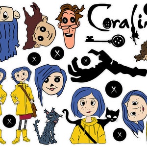 Coraline Movie Planner Stickers, Kids Halloween Planner Stickers, Coraline Button Stickers, Coraline Bullet Journal Halloween Sticker. H-135