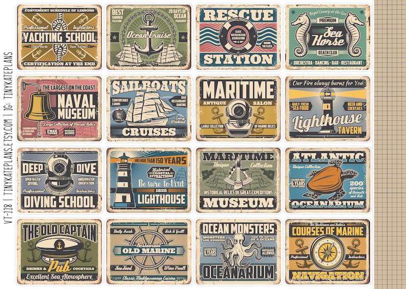 16 Marine Label Stickers for Junk Journals Vintage Label Etsy