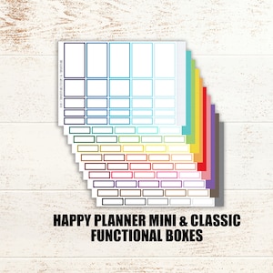 Happy Planner Classic Box Planner Sticker Set, Happy Planner Blue Box Stickers, Full, Half, Third, Quarter Box Planner Stickers. B-159