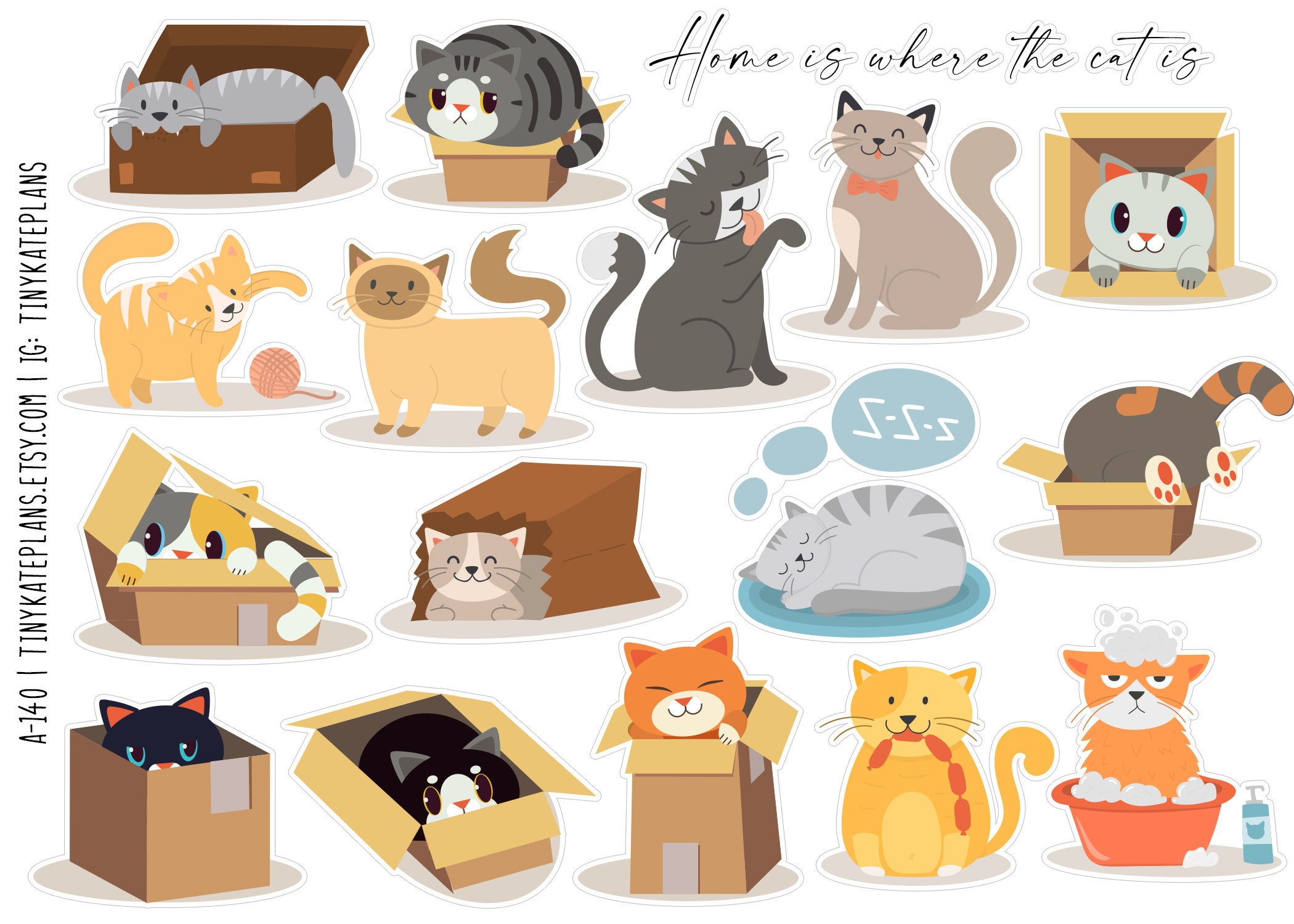 Funny Cats in Boxes Planner Stickers Cat Lover Planner Etsy