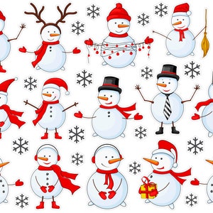 Cute Snowmen Christmas Planner Stickers, Cute Christmas Stickers, Cozy Winter Planner Stickers, Christmas Elements Bujo Stickers. X-153