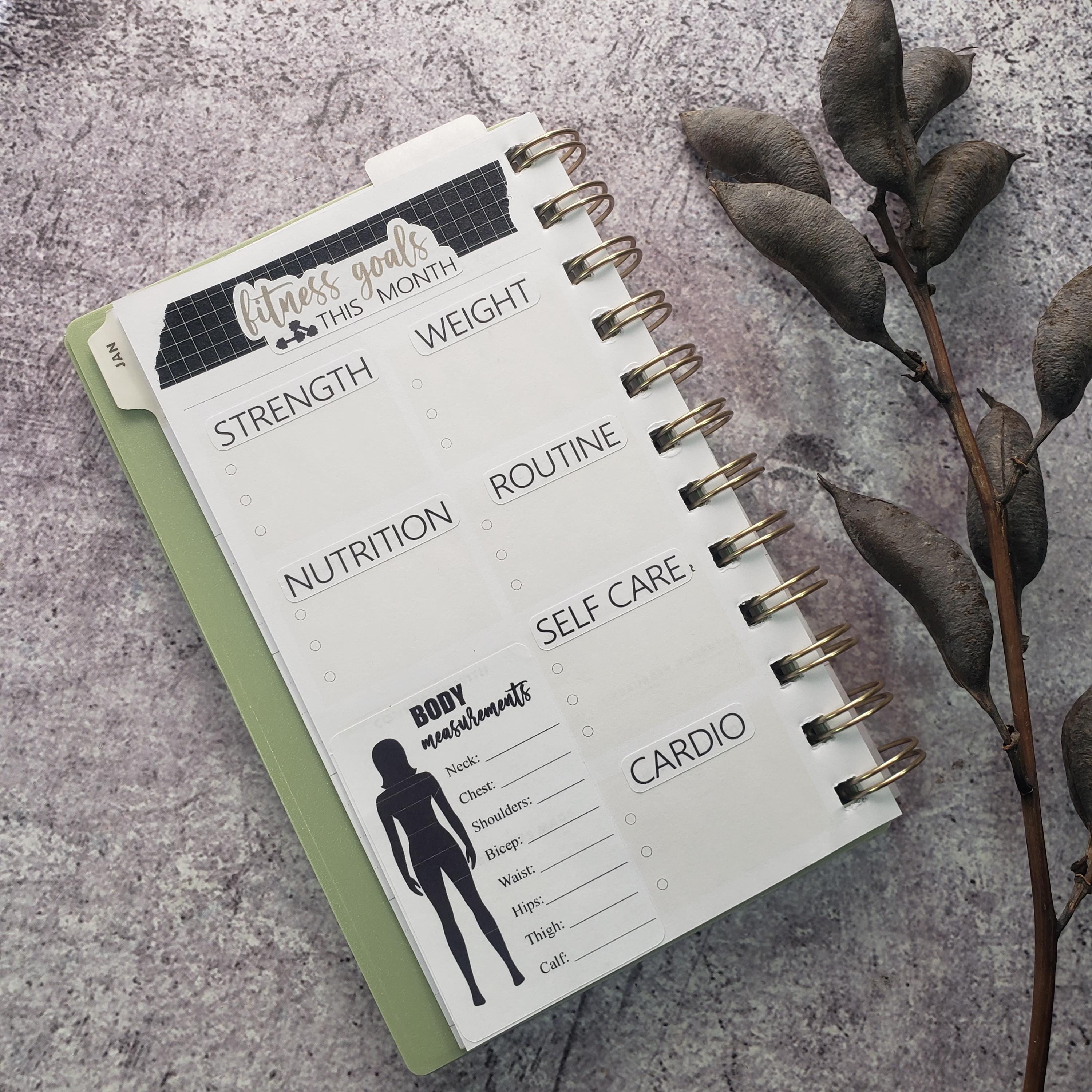 Monthly WELLNESS Goal Setting Header Planner Stickers, Fitness Goal ...