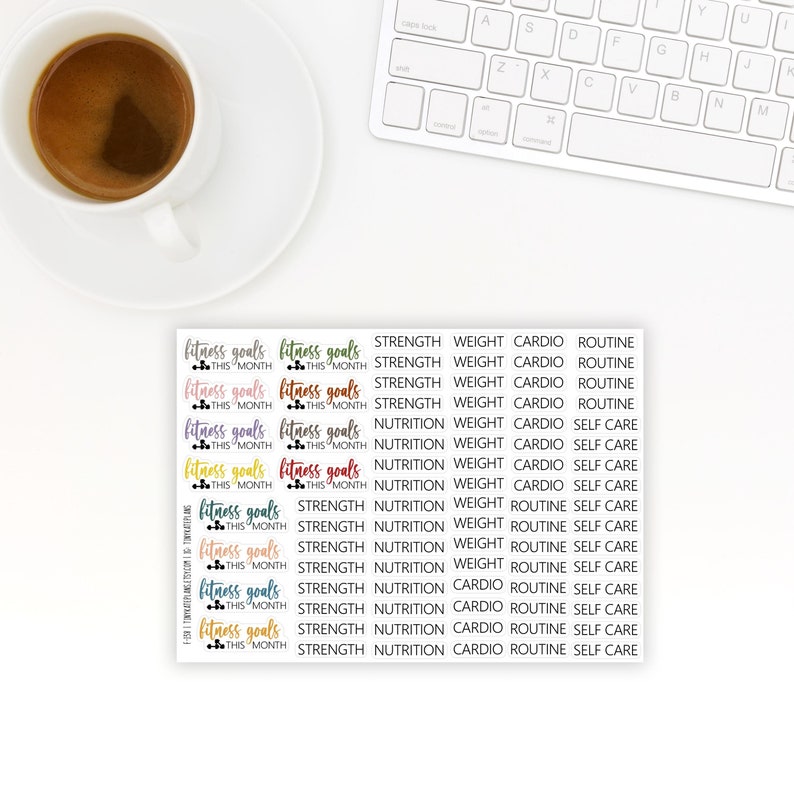 Monthly WELLNESS Goal Setting Header Planner Stickers, Fitness Goal ...