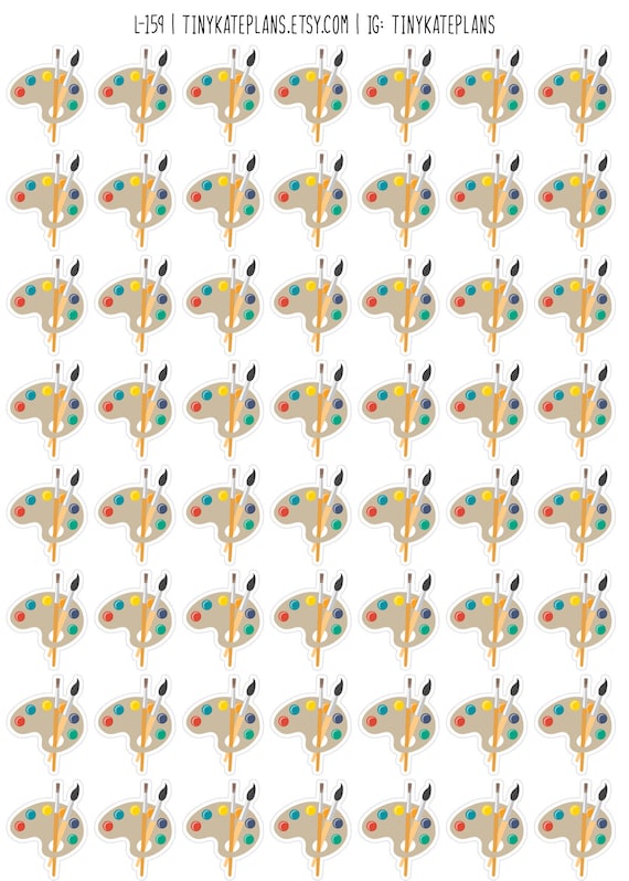 56 Art Class Planner Stickers, Painting Planner Stickers, Painter Palette Planner Stickers, Art Painting Bullet Journal Stickers. L-159.