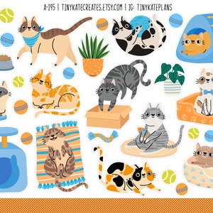 Silly Cats Planner Stickers, Cat Lover Planner Stickers, Funny Cat Stickers, Cat Bullet Journal Stickers, Funny Cats Bujo Stickers. A-195