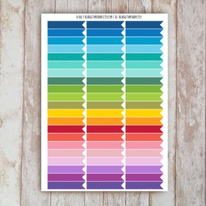 63 Skinny Box Solid Flag Planner Stickers, Erin Corden VERTICAL Planner Stickers, Bujo Stickers, Rainbow Color Planner Stickers. B-100.