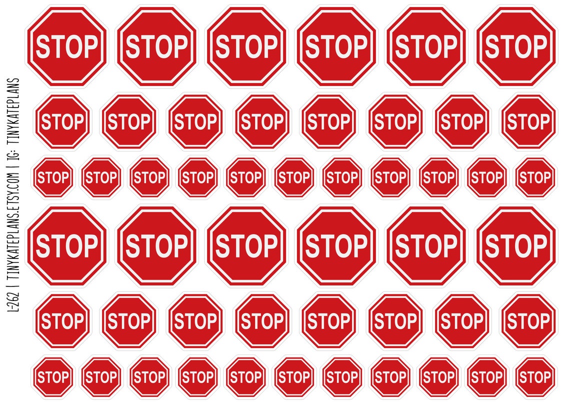 Stop Name Sticker 50 Stop Sign Planner Stickers, Traffic Planner Stickers, Caution Icon ...