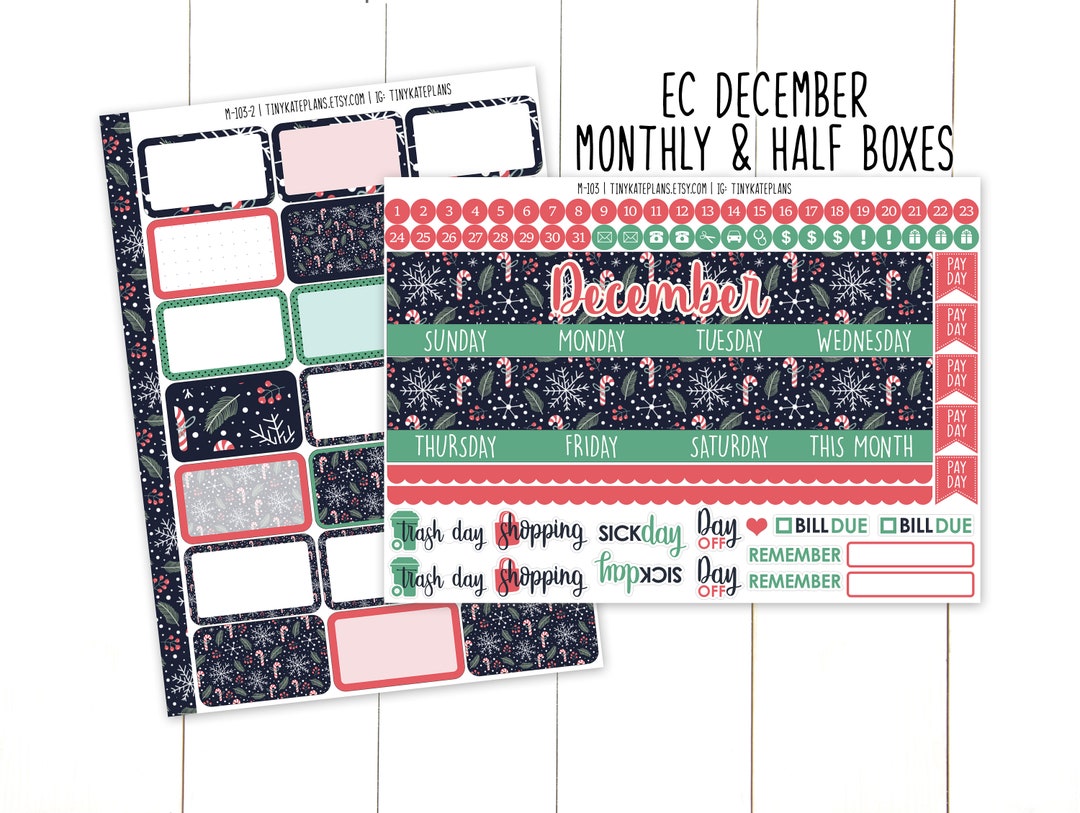 December Monthly Planner Sticker Kit for Erin Condren Life Planner ...