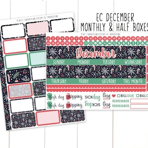 December Monthly Planner Sticker Kit for Erin Condren Life Planner, Winter Monthly Stickers, Month Planner Stickers. M-103