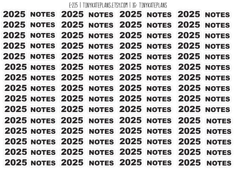 Tiny Year 2025 & Notes in Different Colors Planner Stickers, Year ...