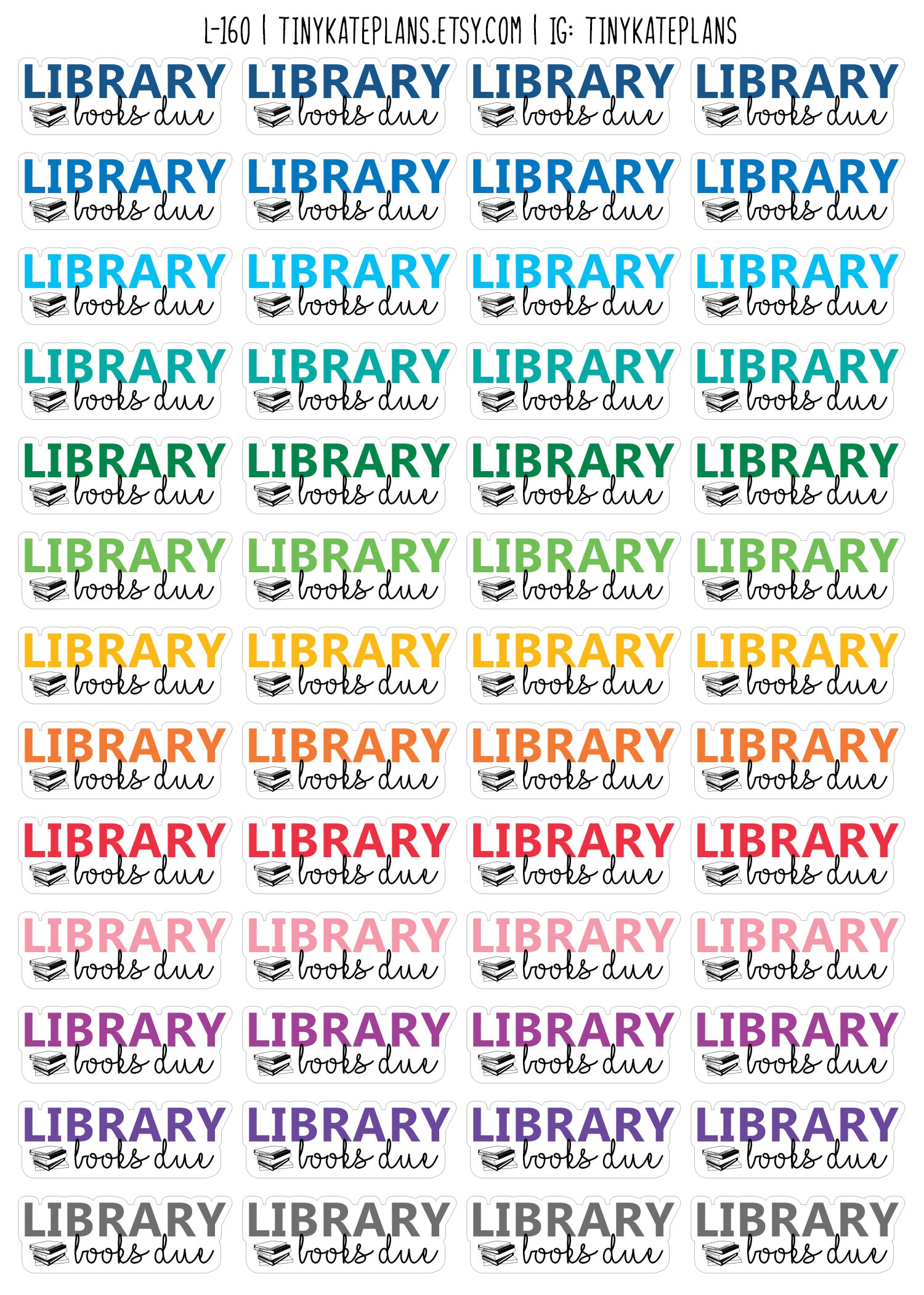 56 Library Books Due Planner Stickers, Reading Planner Stickers, Book ...