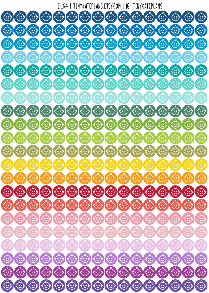 Tiny Baby Boy Dot Planner Stickers, Colorful Mini Dot Planner Stickers ...
