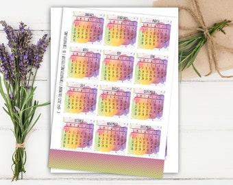 Petits autocollants pour calendrier aquarelle 2026, autocollants pour agendas, autocollants pour calendrier mensuel 2026, autocollants pour calendrier Bujo. C-104