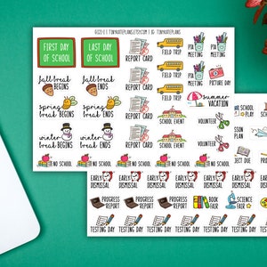 School Year Planner Sticker Kit, Tiny School Planner Stickers, Fieeld Trip Planner Stickers, School Bullet Journal Planner Stickers. G-121