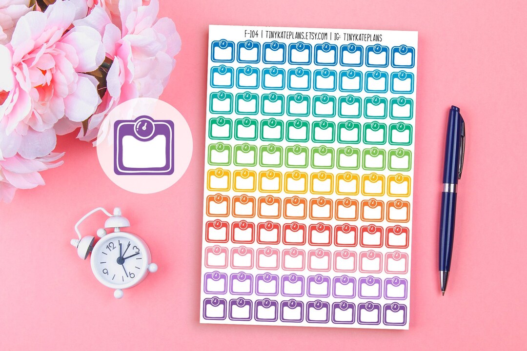 88 Tiny Weight Scale Planner Sticker, Weight Loss Stickers, Cute ...