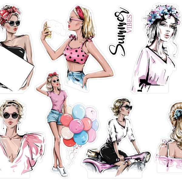 Vintage Girl Stickers Etsy