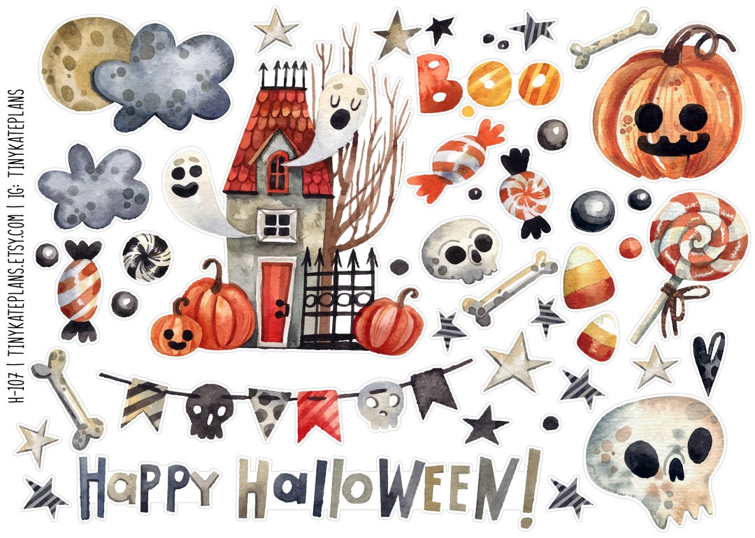 Hoonar Room Sticker Halloween Hunted House Planner Stickers, Halloween Planner Stickers ...