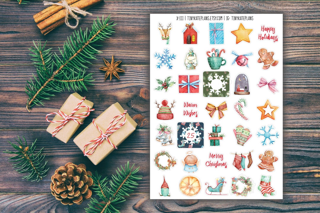 Watercolor Christmas Planner Stickers, Cozy Winter Planner Stickers ...