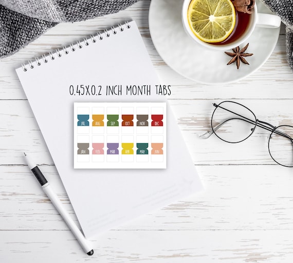 0.45 Inch Page Tabs, Planner Monthly Tabs, Sticker Page Tabs, Planner Page Tabs